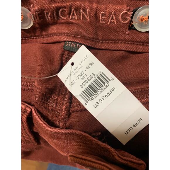 American Eagle - Burgundy Stretch Jeans - Size 0 Regular *NEW* Pants - Picture 6 of 7